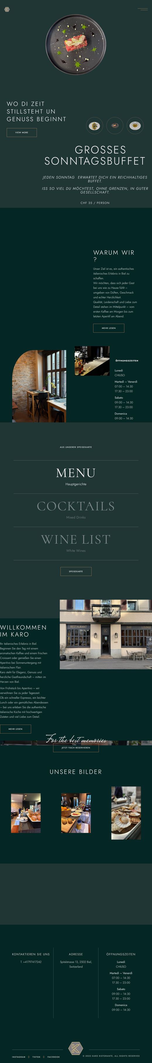 Karo Ristorante Italiano Website