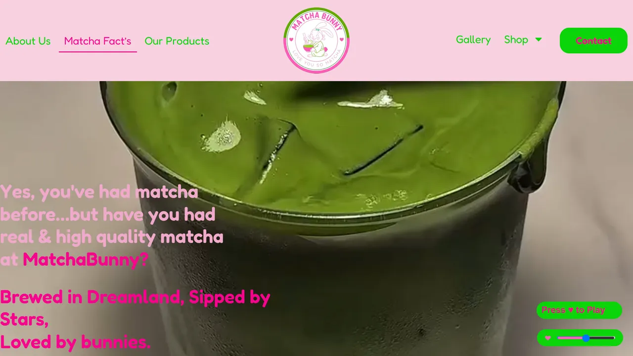 Matcha Bunny website before